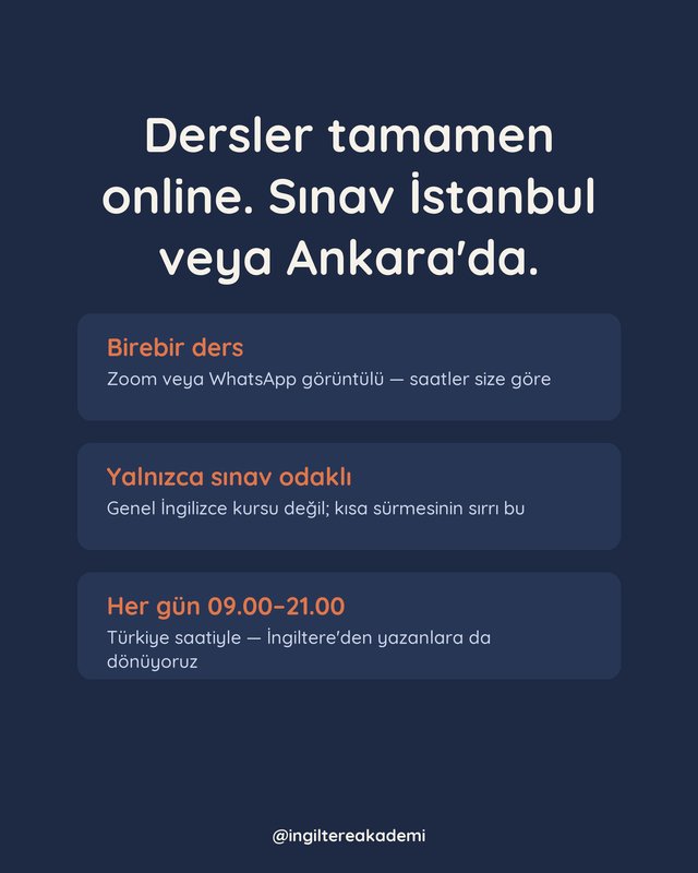 Instagram paylaşımı: dersler tamamen online, sınav İstanbul veya Ankara'da
